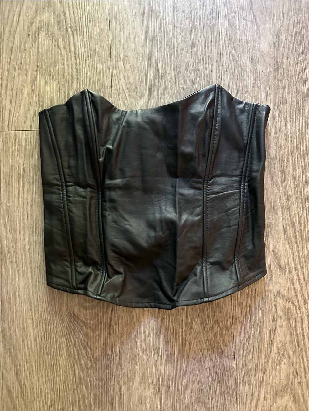 Say What? Black Faux Leather Corset Top with Zipper Detail